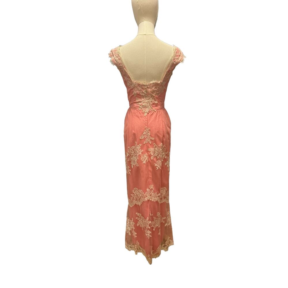 American vintage 50’s Pink Lace netting overlay shelf bust dress size X Small - Picture 8 of 16